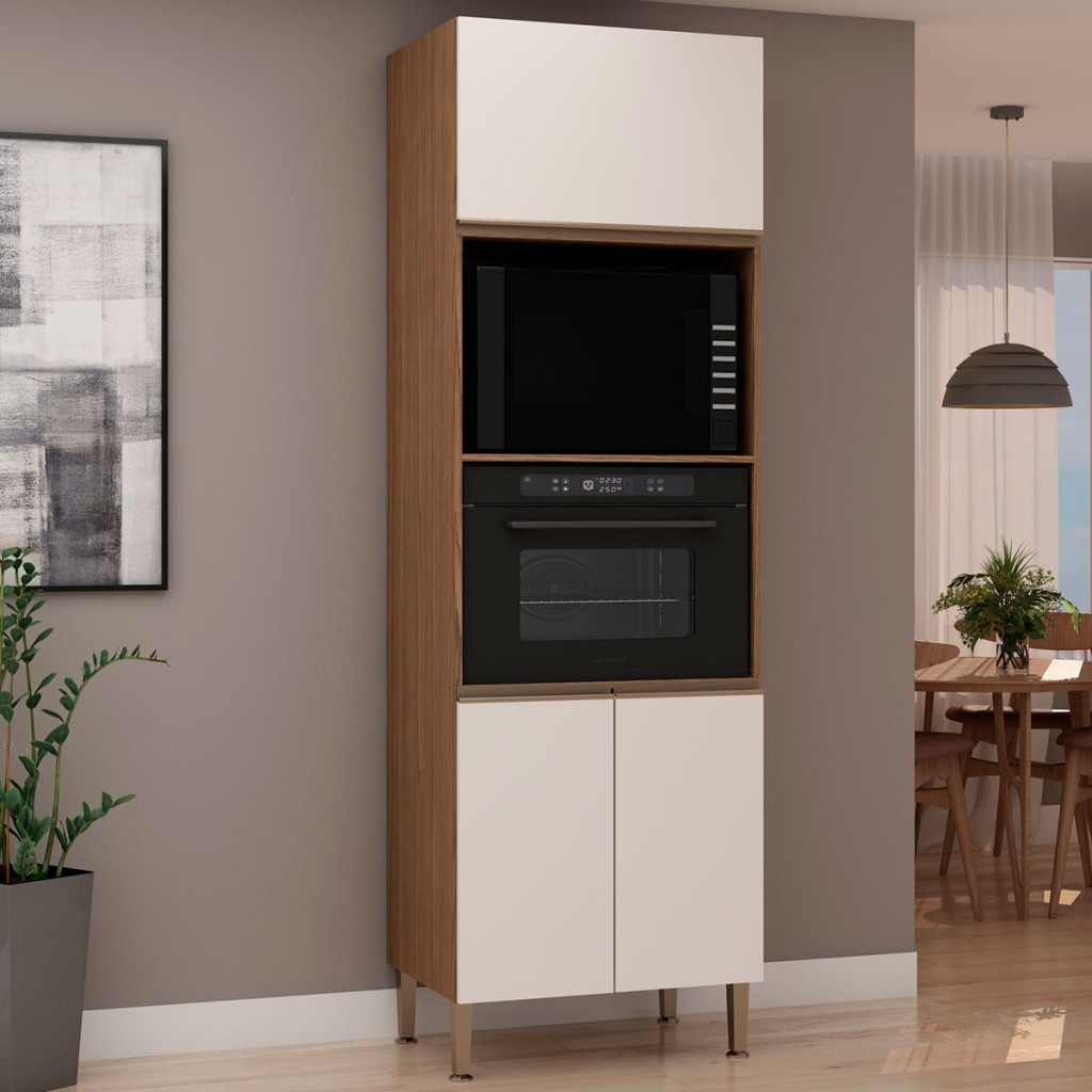Torre Quente 3 Portas Ebano Fosco/Off White Fosco 1307 - Genialflex - Home & Living