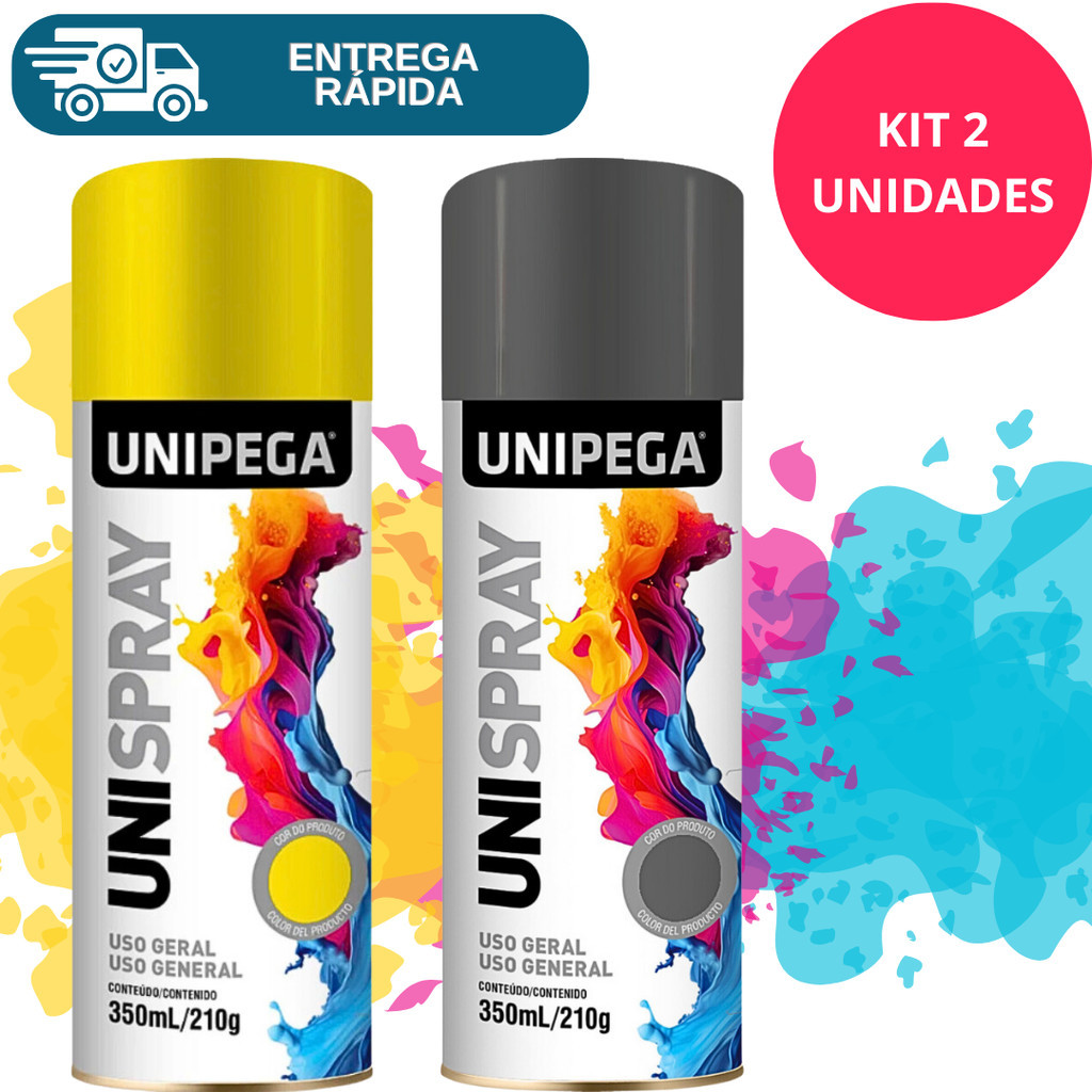 Kit 2 Tinta Spray Todas As Cores 300ml Uso Geral Unipega Automotivo Artesanato Madeira Decoração em Oferta na Shopee