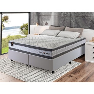 Conjunto Cama Box c/ Molas Ensacadas Alpine Cinza King 193x203x65 em Oferta na Shopee