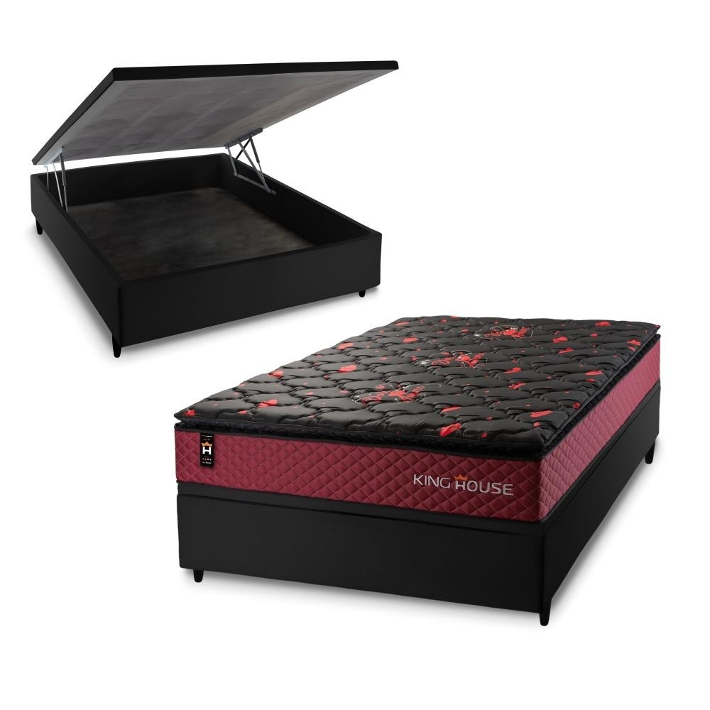 Conjunto Box Baú Toronto Preto 138x188x73 c/ Molas Ensacadas em Oferta na Shopee