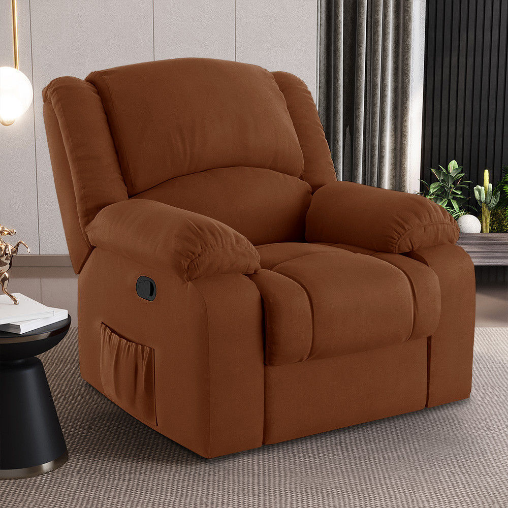 Poltrona do Papai Reclinável Manual Simon F05 Veludo Terracota - Lyam em Oferta na Shopee