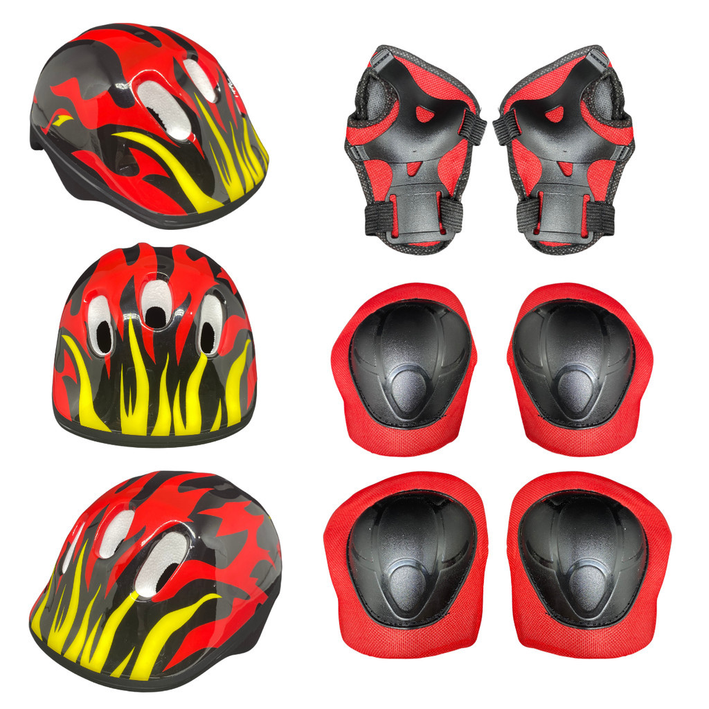 Kit Proteção Infantil Luvas Cotoveleiras Munhequeiras e Joelheiras Capacete Proteção Filho Criança