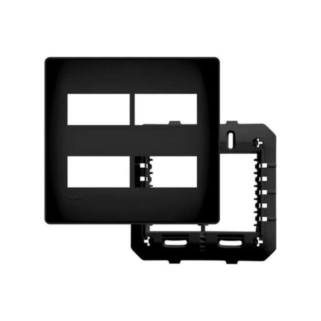 Placa Com Suporte 4x4 Habitat Black 4 Modulos Fame