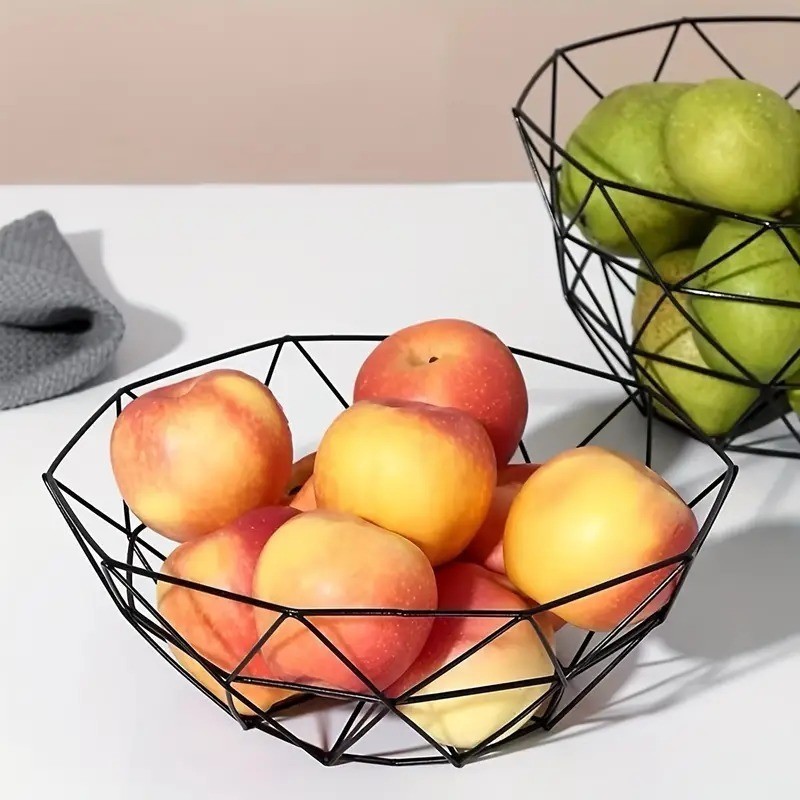 Fruteira Geométrica Preta Aramada em Metal 27x10cm Estilo Nórdico Decorativa Moderna Mesa Cozinha em Oferta na Shopee