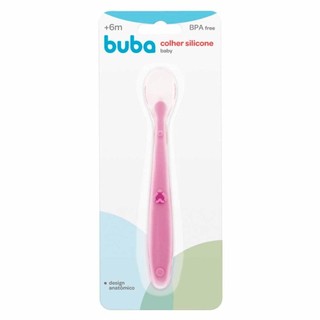 Colher De Silicone Bebê Introdução Alimentar Rosa 14682 Buba em Oferta na Shopee