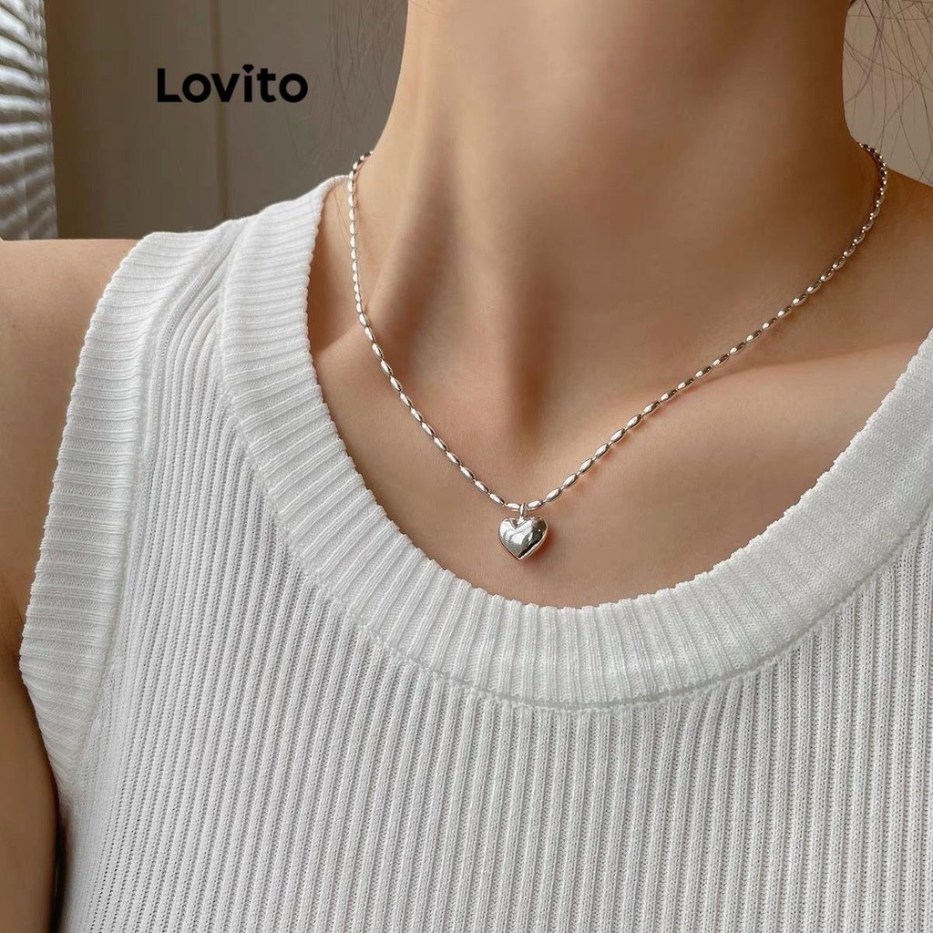 Lovito Colares casuais em formato de coração para mulheres LFA37009
