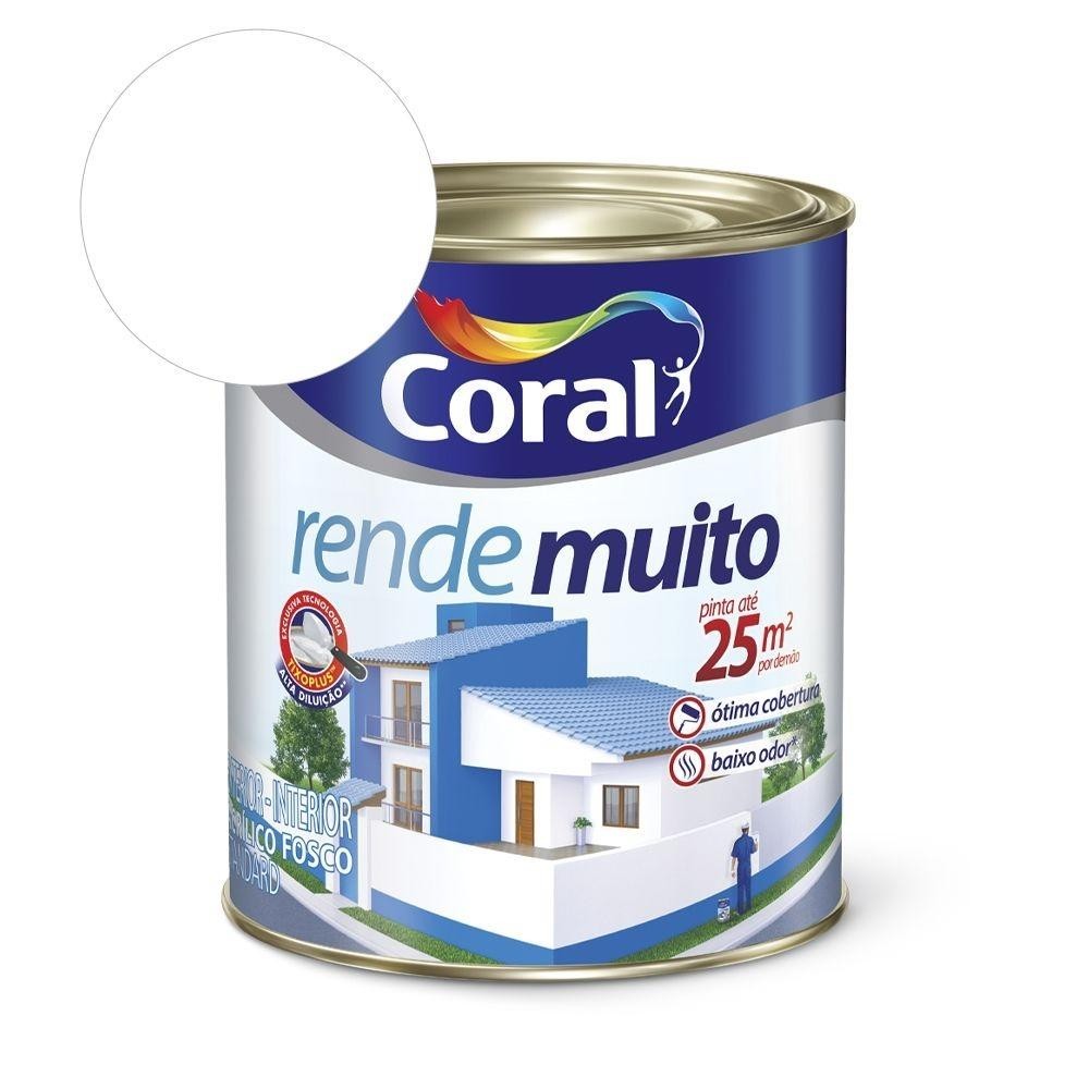 Tinta Acrílica Standard Fosco Rende Muito Branco Neve 900ml Coral em Oferta na Shopee