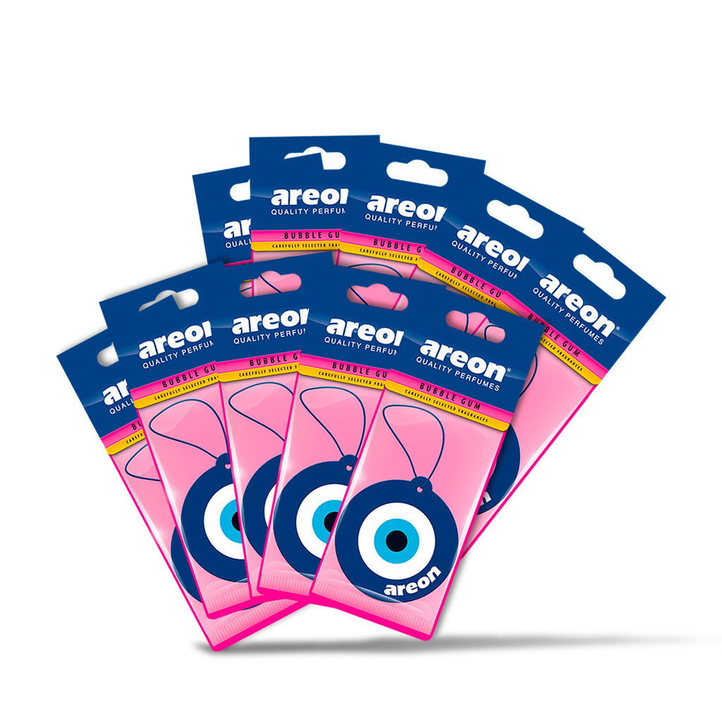 10 UN AROMATIZANTE AUTOMOTIVO BLUE EYE BUBBLE GUM AREON