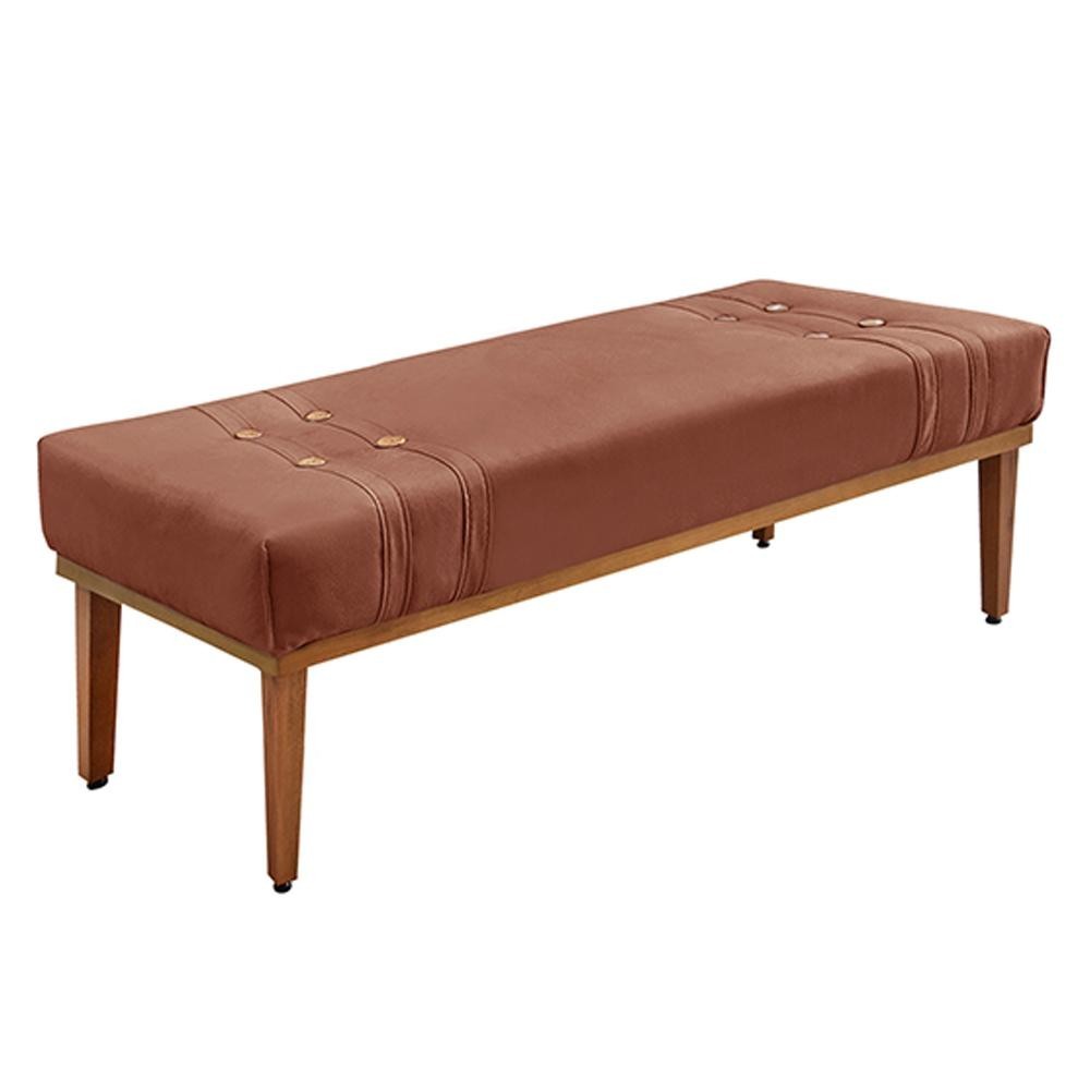 Recamier Decorativo 160cm Kors Veludo Pés de Madeira Cobre G63 - Gran Belo