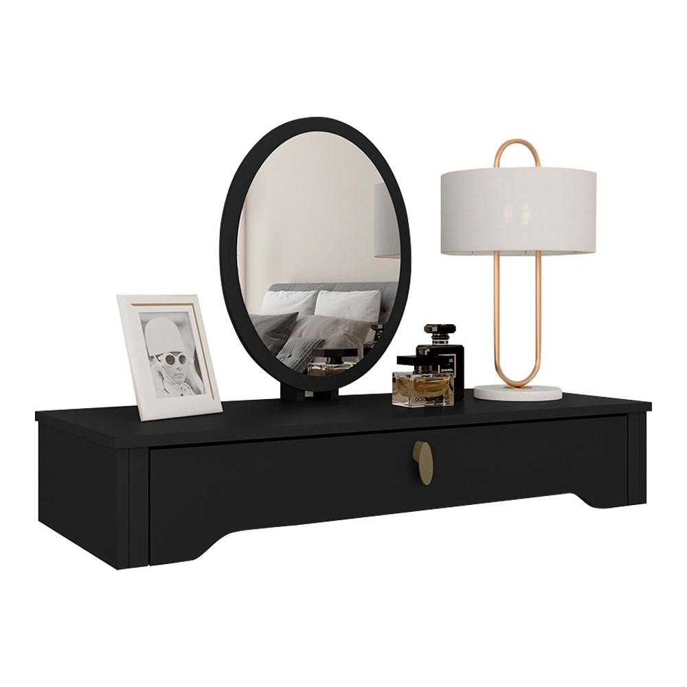 Penteadeira Suspensa Com Espelho Paola Preto Fosco - Móveis Arapongas em Oferta na Shopee