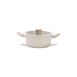 Panela Caçarola de Indução Brinox Ceramic Life Sirius Vanilla - Ø24 cm - 4 Litros - Com Tampa e Revestimento Cerâmico