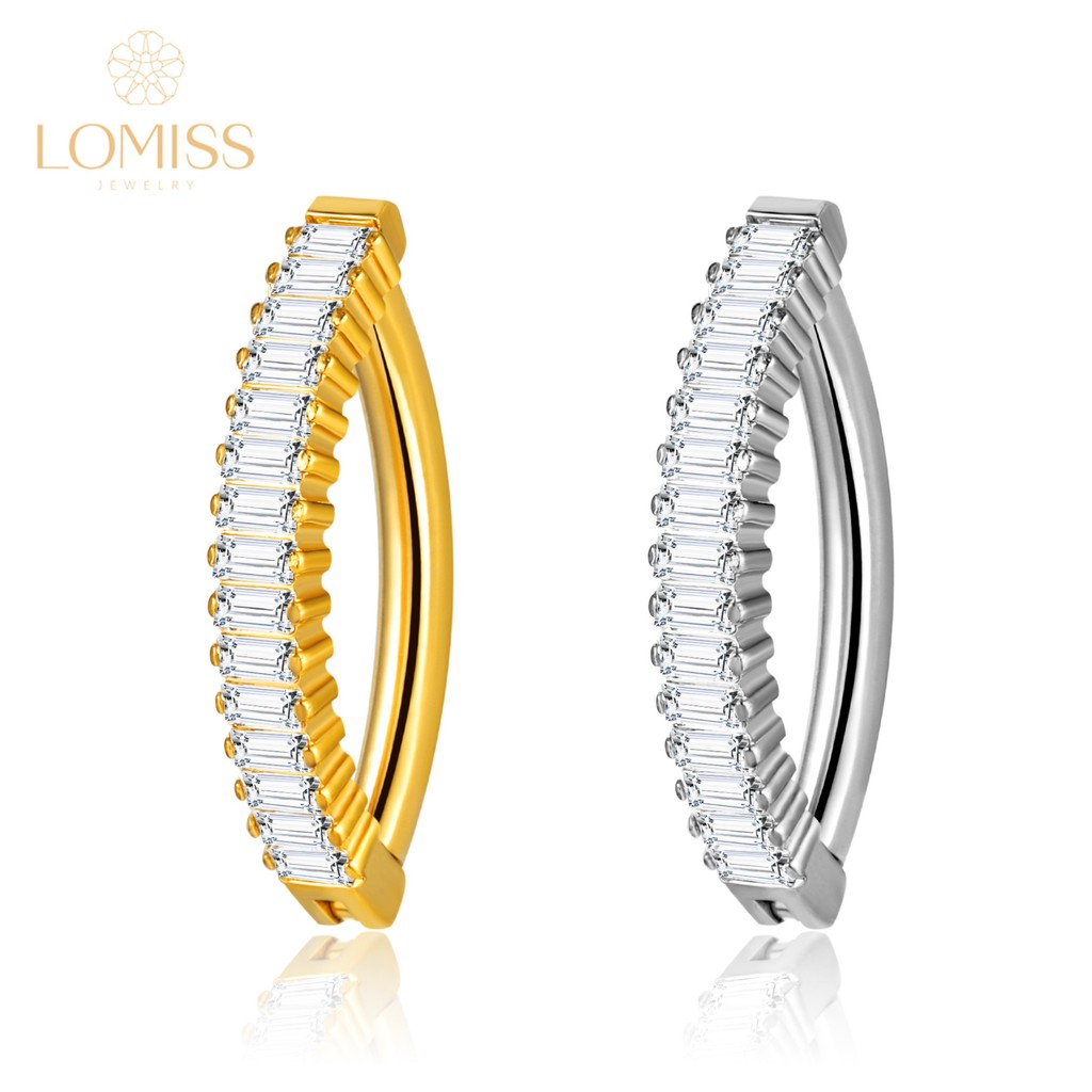 Piercing Argola Para Umbigo Aço Cirúgico Zircônia Retangular