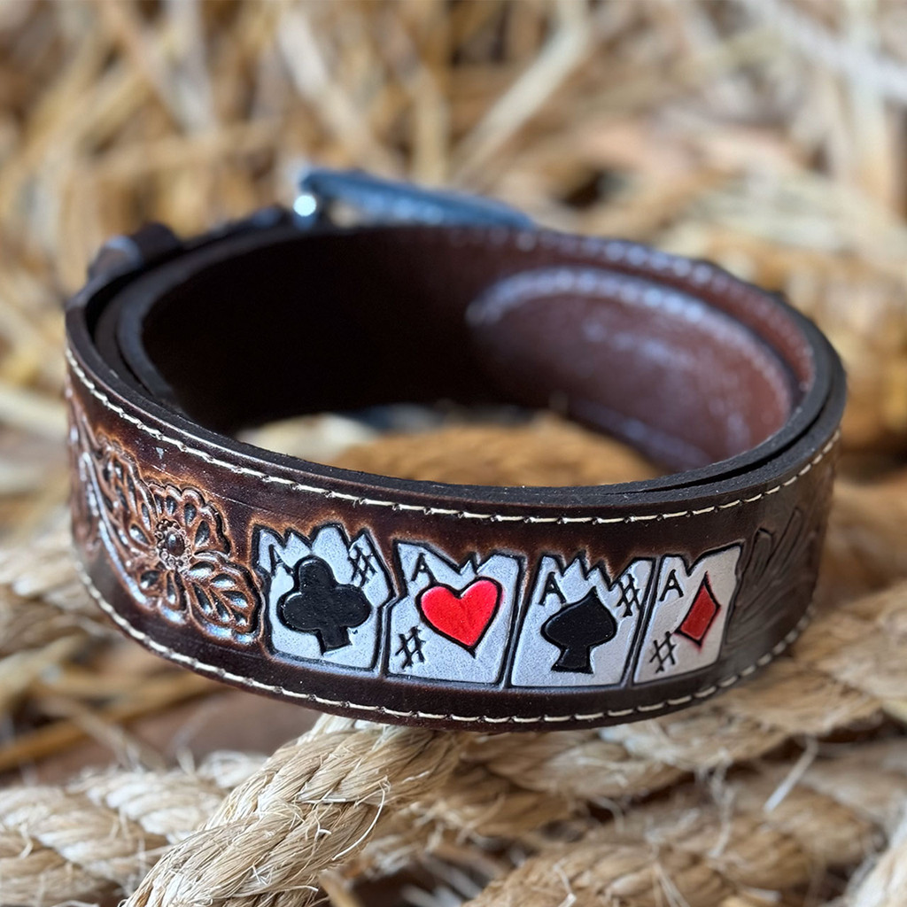 Cinto Country Baralho Couro Legítimo Estilo Durabilidade em Oferta na Shopee