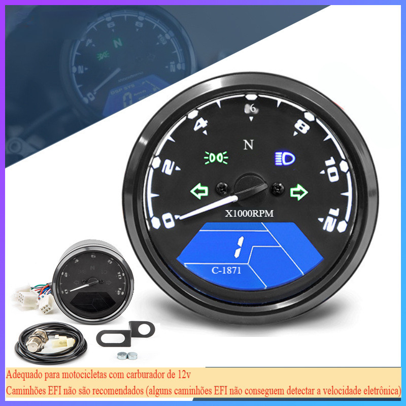 Motocicleta Retro CG125 modificado acessórios lcd tela velocímetro odômetro tacômetro Digital indicador lcd