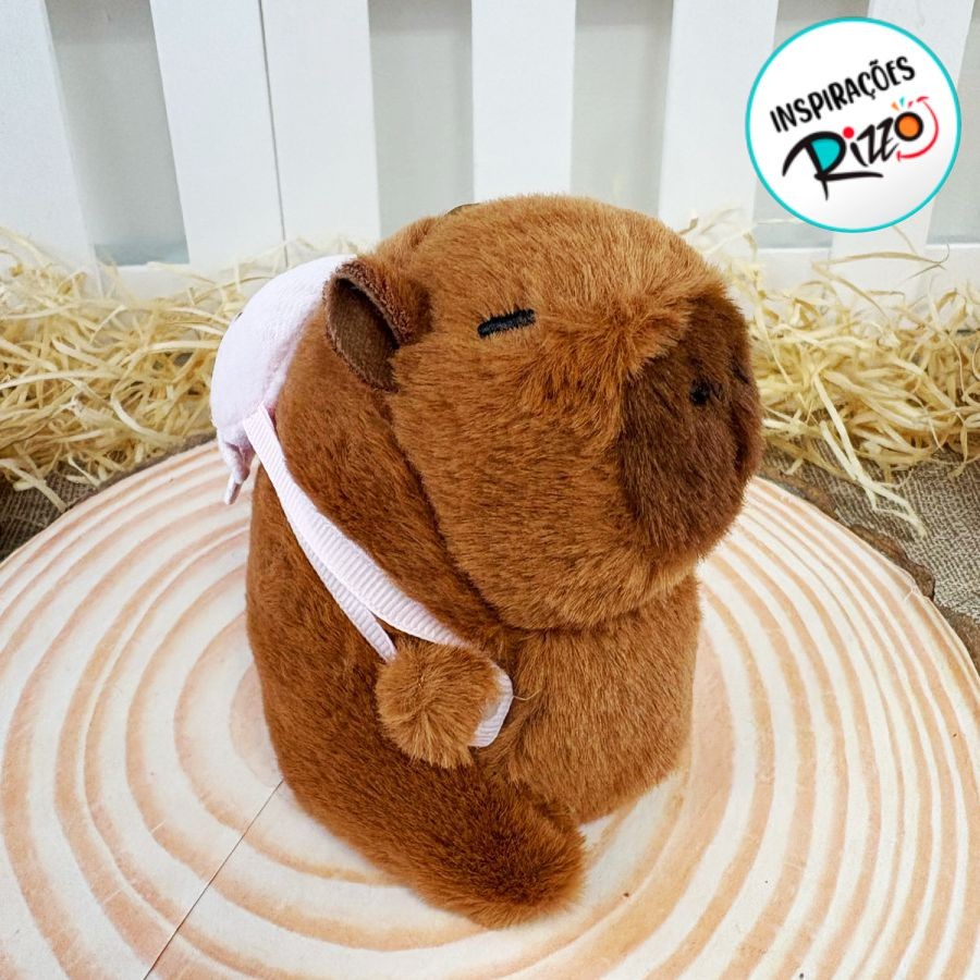 Chaveiro de Pelúcia - Capivara com Mochila Rosa - 13cm - 1 unidade - Rizzo em Oferta na Shopee