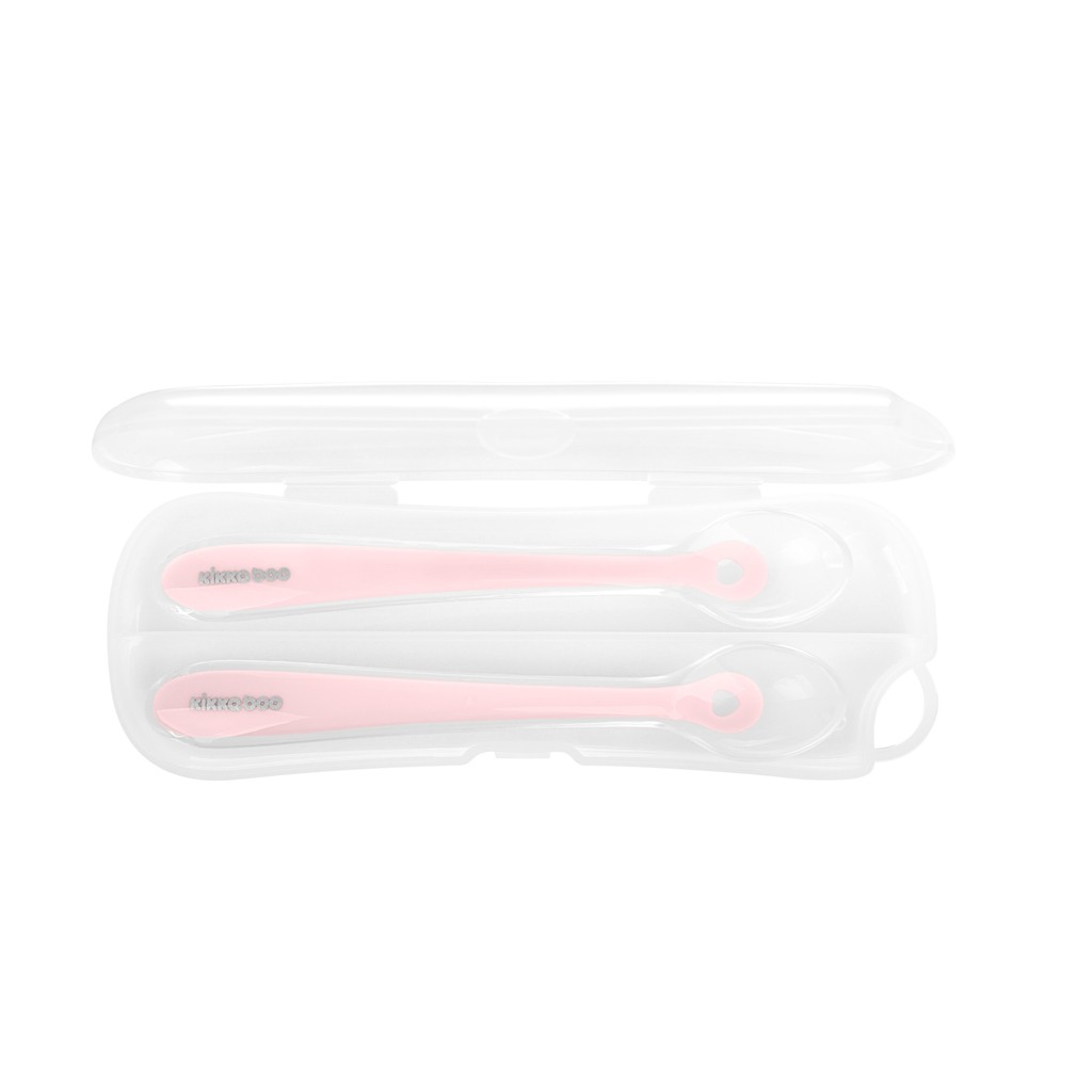 Colher de Silicone com Caixa 2pcs Pink KikkaBoo em Oferta na Shopee