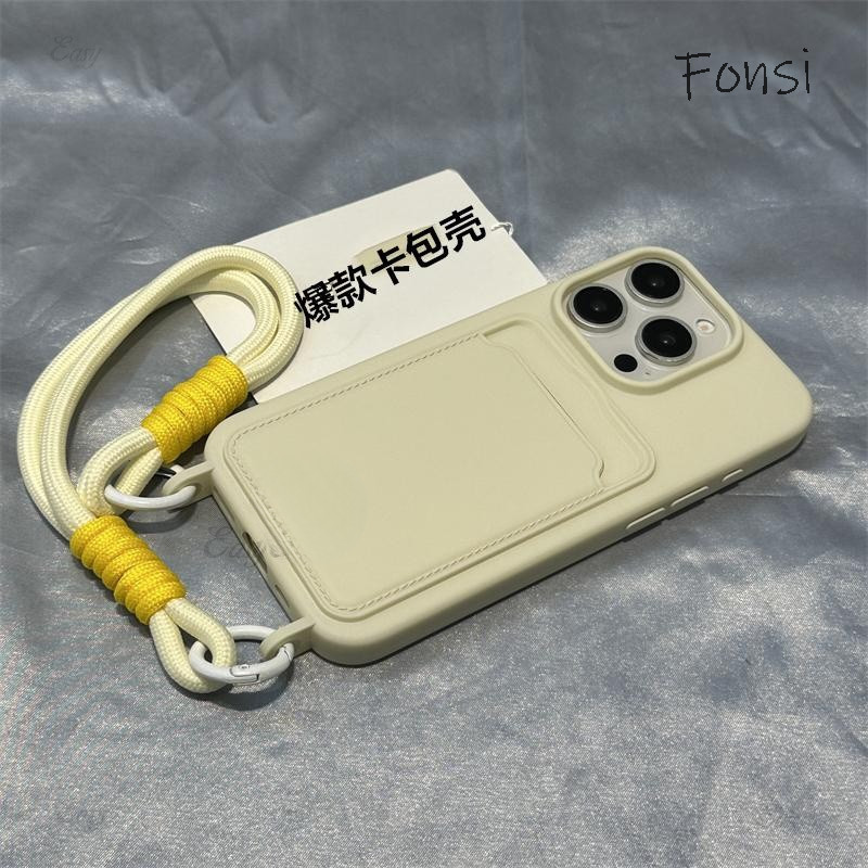 Vem Com Cordão De Luxo À Prova De Choque Slot Para Cartão iPhone 16 15 14 Plus 13 12 11 Pro Max