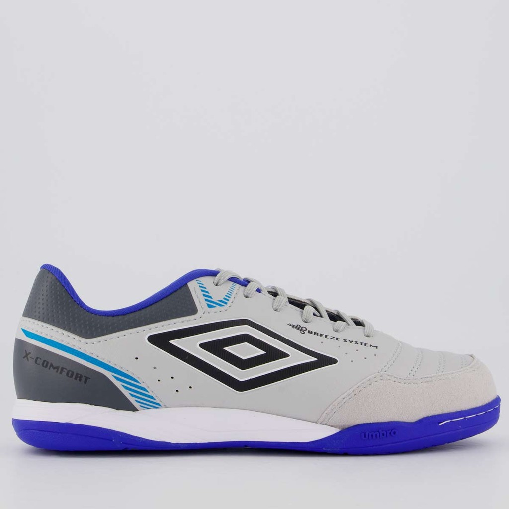 Chuteira Umbro X-Comfort Futsal Cinza e Royal em Oferta na Shopee