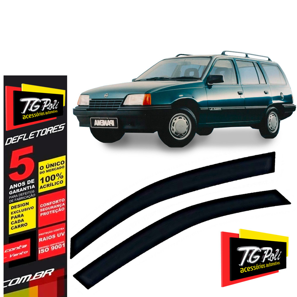 Calha de Chuva Chevrolet Kadett e Ipanema 1988 a 1998 2P TG Poli Defletor Protetor Janelas Fumê