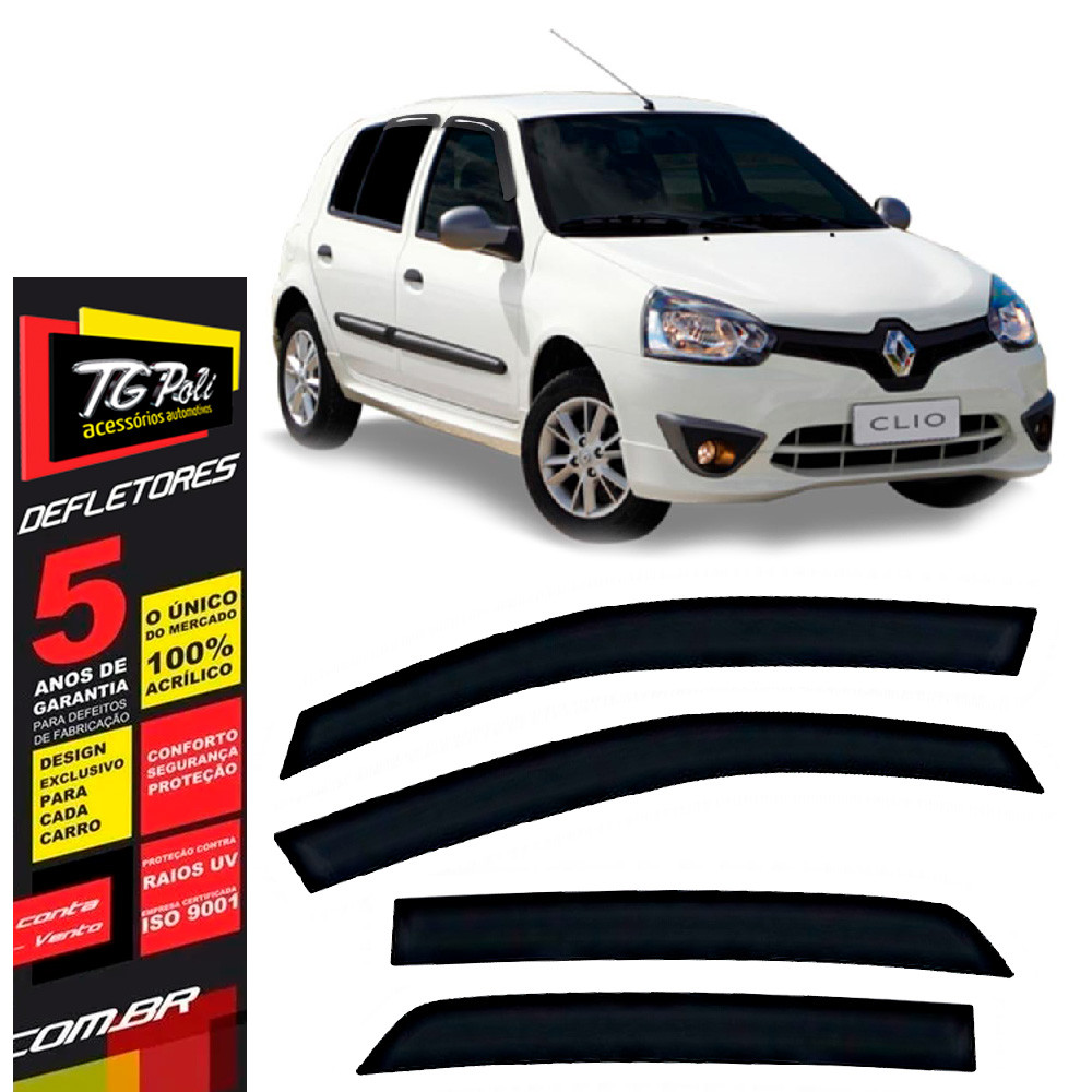 Calha de Chuva Renault Clio 2000 a 2016 TG Poli Defletor 4 portas Protetor Janelas Fumê em Oferta na Shopee