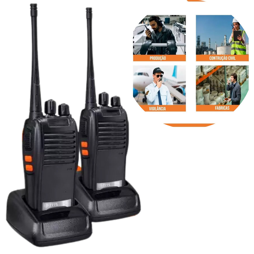 2 Radios Comunicação Ht Uhf Vhf 16 Canais Antena 12km 777s Profissional