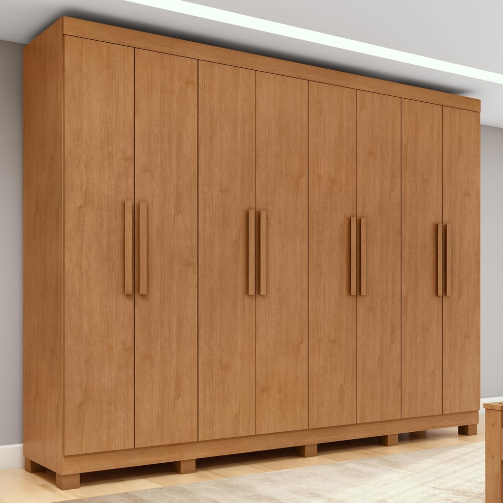 Guarda-roupa Casal Easy Slim 8 Portas Com Pés Amendoa Clean em Oferta na Shopee