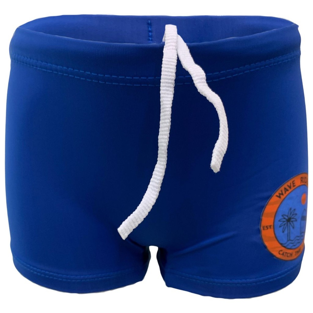 Sunga Infantil Boxer Azul Natação Praia Piscina Proteção Uv Forrado Juvenil Filtro Solar 50 Cordão
