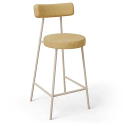 Banqueta Baixa Cozinha Sala Jantar Bancada Milão Arena L02 Couríssimo Fendi - Lyam Decor