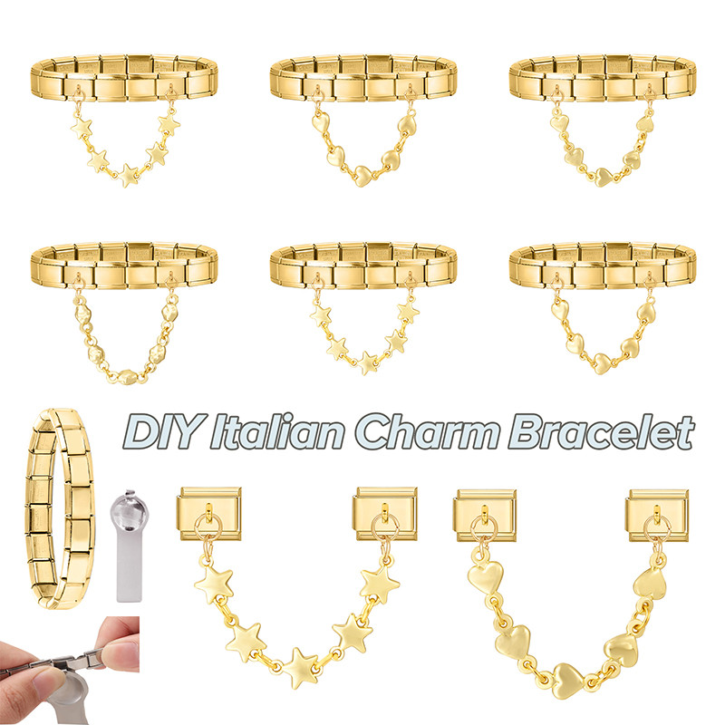 Encantos De Design De Corrente Dourada Para Pulseira Modular Italiana , Links , Faça Você Mesmo , De Aço De 9 Mm — imagem 2 de 2