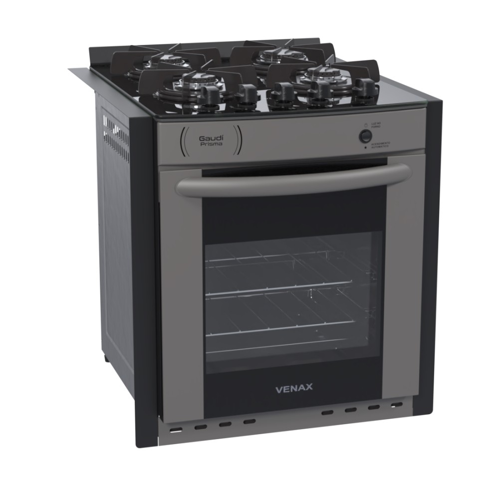 Fogao de Embutir 4 Bocas Venax Gaudi Prisma Vitreo Bl Grafite Gas Glp em Oferta na Shopee