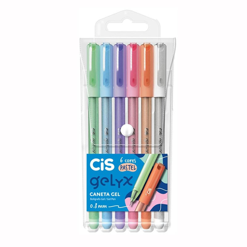 Caneta gel 0.8mm Gelyx com 6 cores pastel Cis