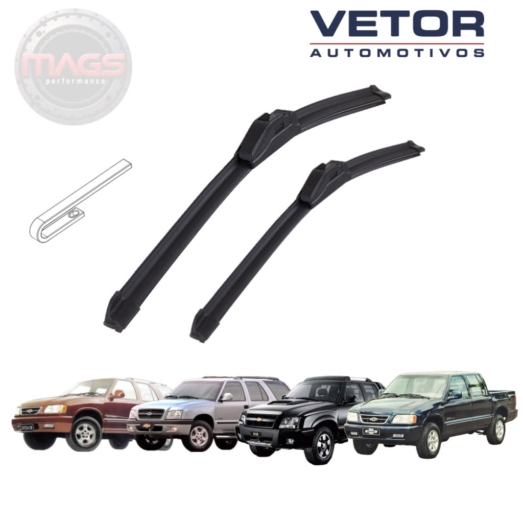 Par Palhetas Dianteiras Premium Blazer / S10 (1995 a 2011) Limpador Para-brisa Original Vetor