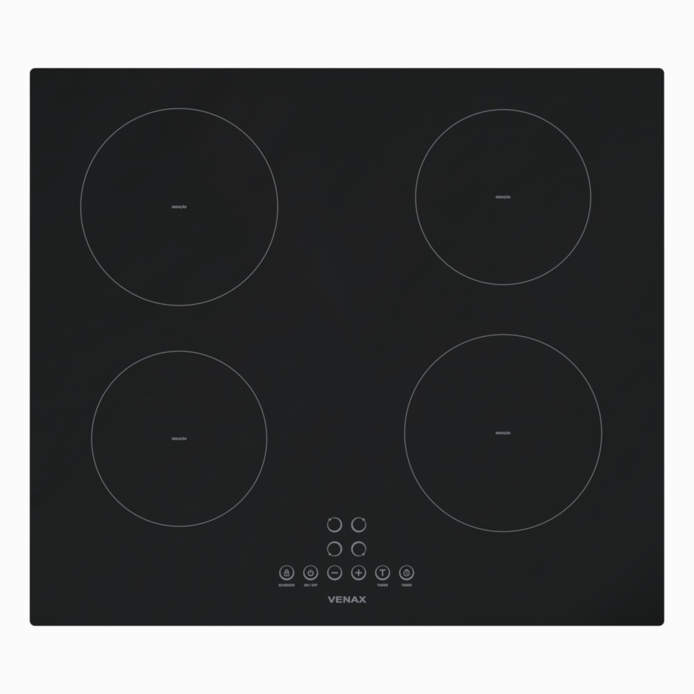 Cooktop de Indução Venax Eclipse 4 Bocas com Função Turbo Preto 220V