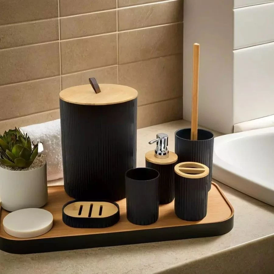 Kits para Banheiro Premium Minimalista| Lixeira, Dispenser, Porta-escova, Copo, + Escova/Saboneteira — imagem 1