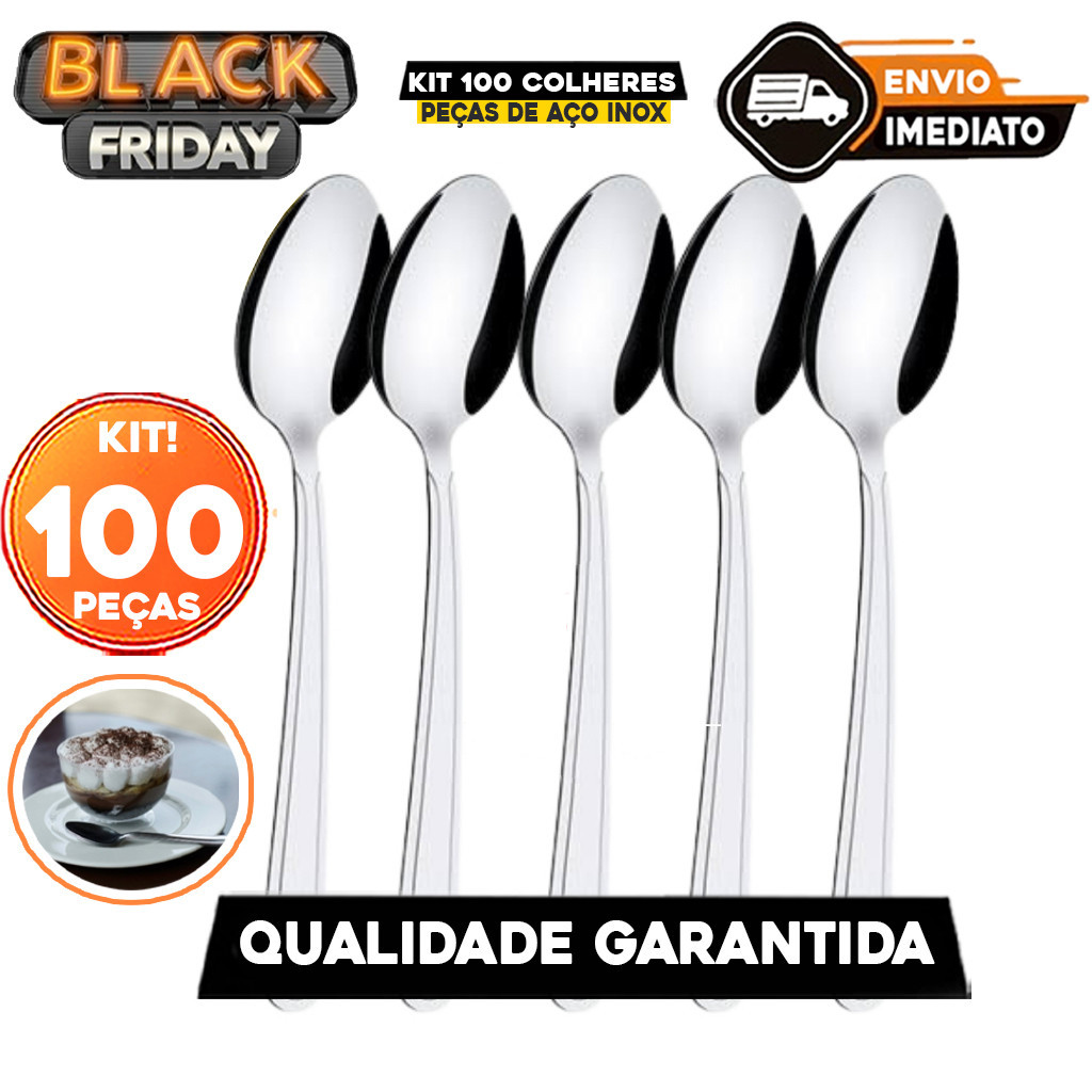 Kit 100 Colher Talher Aço Inox Moderno Alta Qualidade Restaurante Bar Lanchonete E Cozinha em Oferta na Shopee