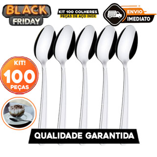 Kit 100 Colher Talher Aço Inox Moderno Alta Qualidade Restaurante Bar Lanchonete E Cozinha em Oferta na Shopee