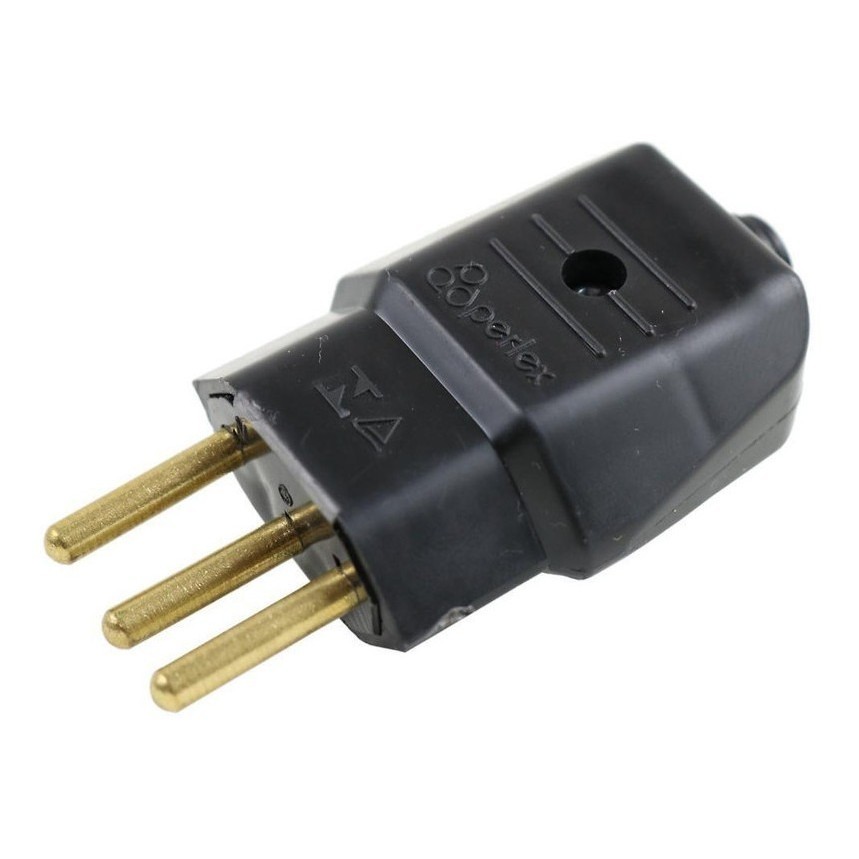 Plug Macho 10A 2P+T Preto 1043 - Perlex