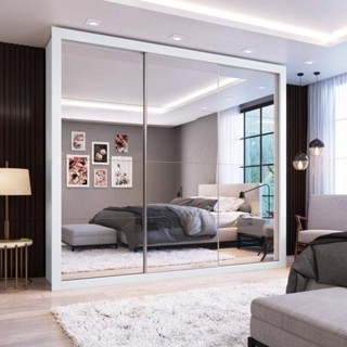 Guarda-Roupa Casal com Espelho 3 Portas de Correr Flórida Espresso Móveis Branco em Oferta na Shopee