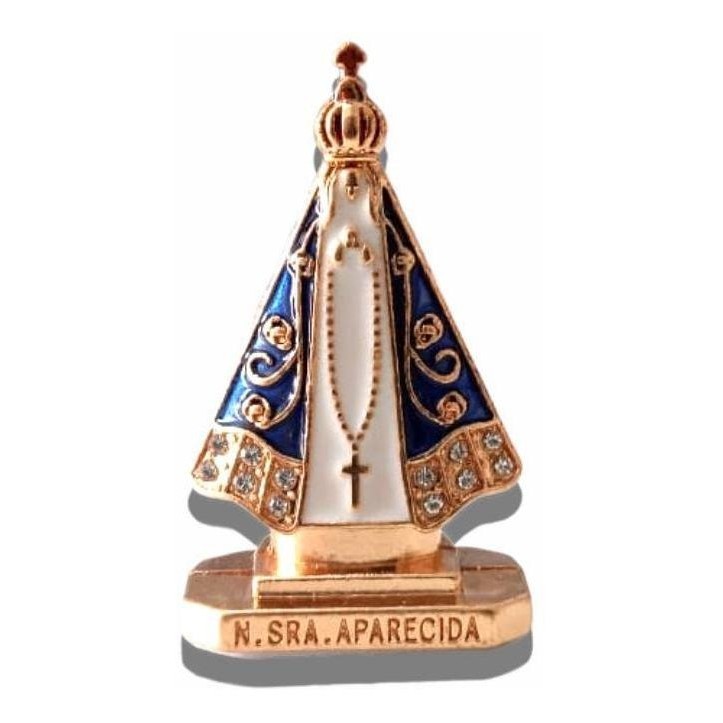 Enfeite Autocolante Dourado Nossa Senhora Aparecida Strass