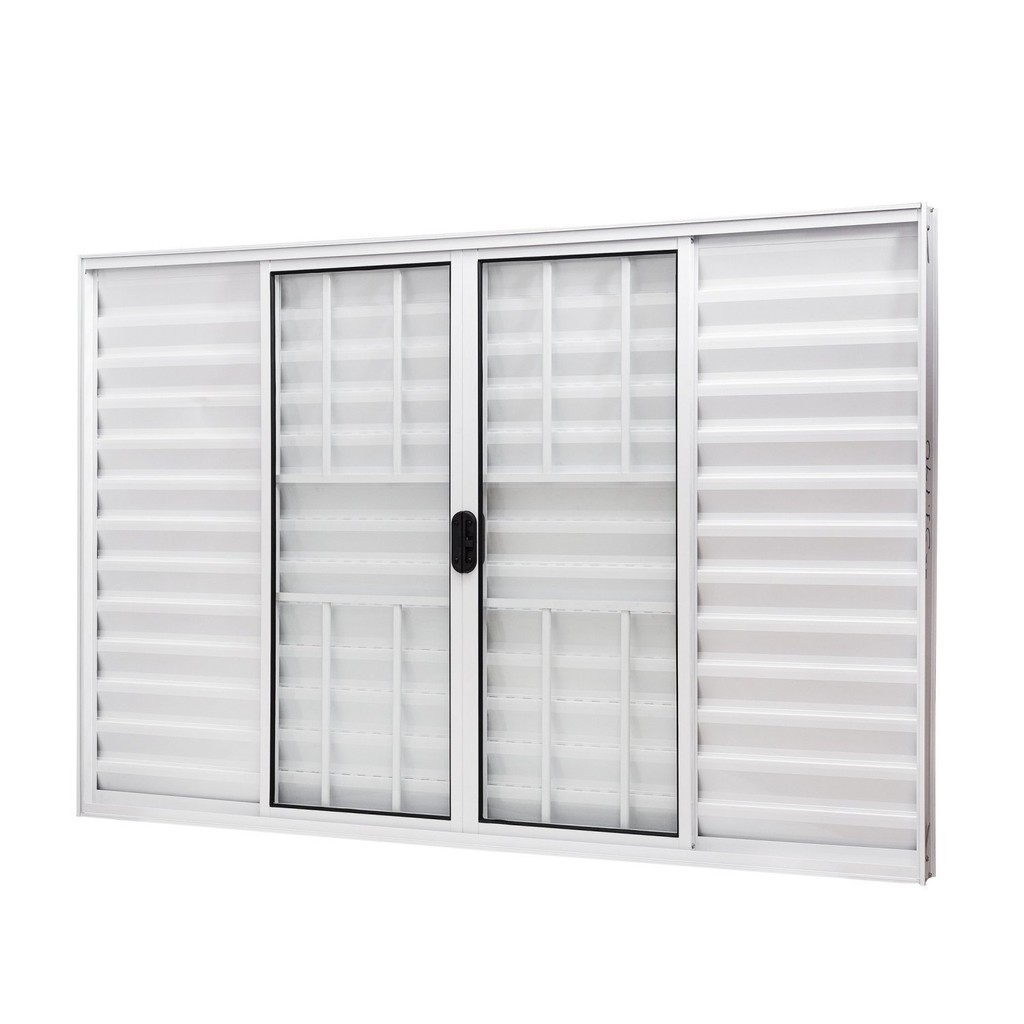 Janela de Alumínio Veneziana 100x150cm 6 Folhas com Grade e Vidro Liso Slim Modular Ramassol - Home & Living
