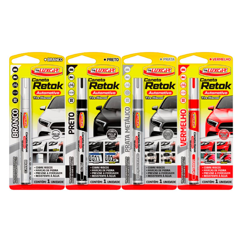 Caneta Pintura Retok Tira Riscos Retoque Permanente - 4 Cores Disponíveis