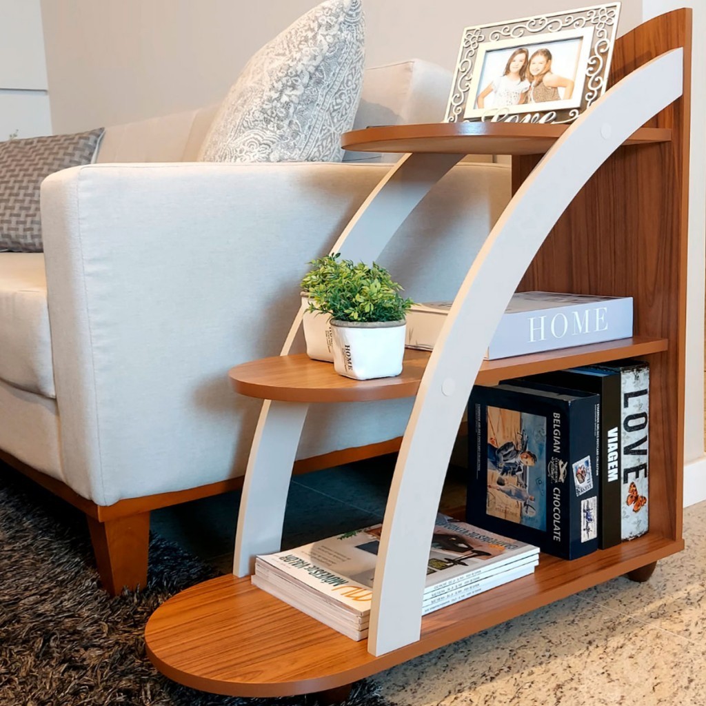 Mesa de Canto Andes Cedro/Off White - Artely Móveis em Oferta na Shopee