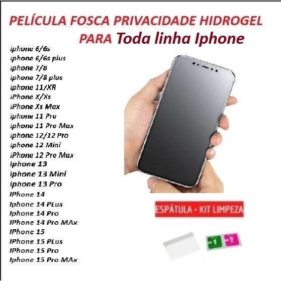 Pelicula Fosca privacidade de Hidrogel para Iphone  17 17 Pro 11 12 Pro 13 14 Pro 15 Pro 16E 16 Pro Max 17 17 Air 17 Pro
