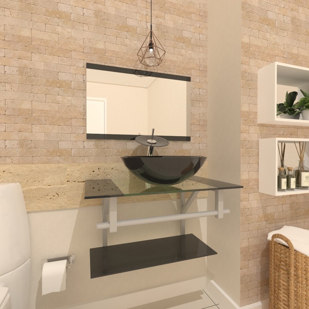 GABINETE DE VIDRO ESTÔNIA 60CM AC PRETO