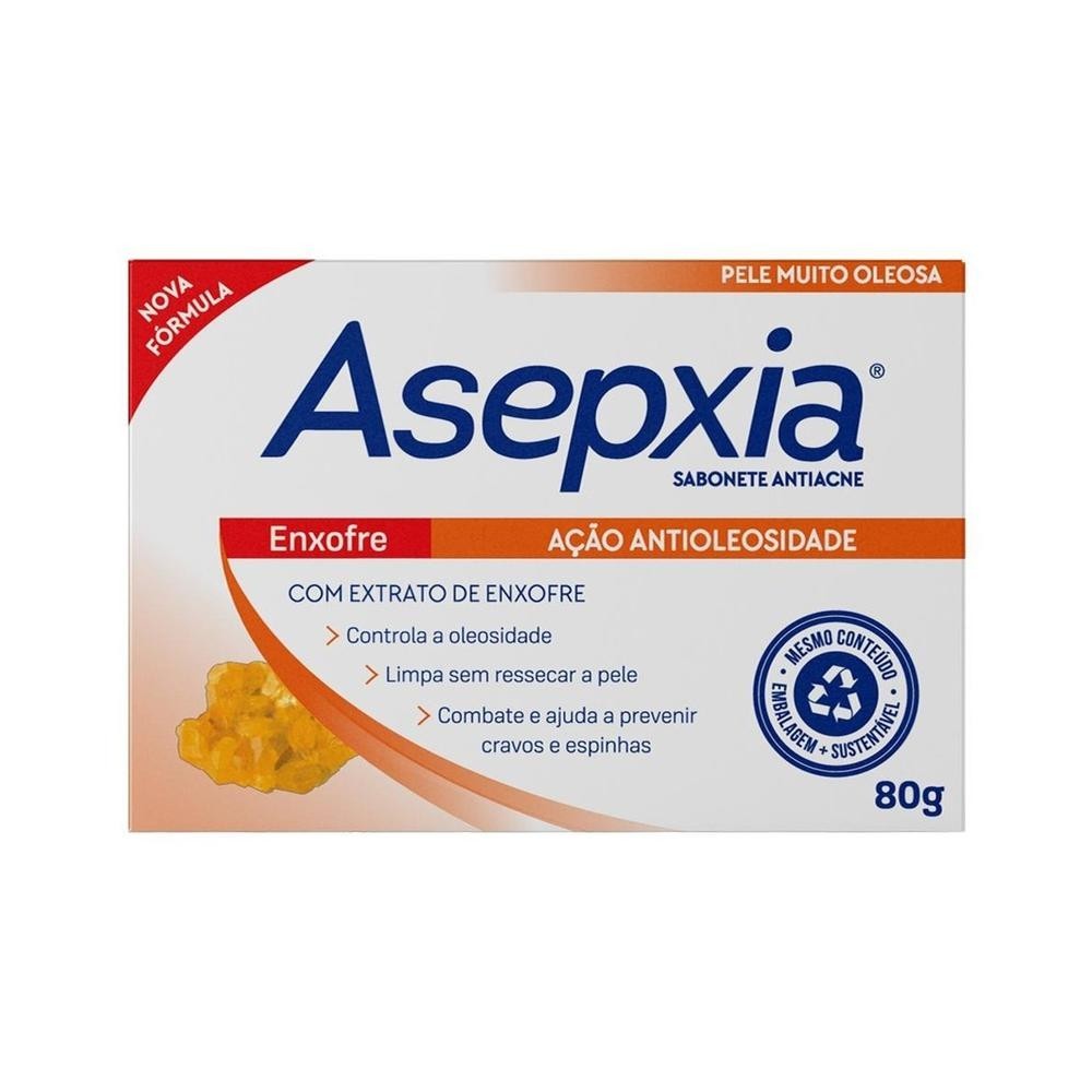 Sabonete em Barra Asepxia Enxofre Acao Antioleosidade 80g em Oferta na Shopee