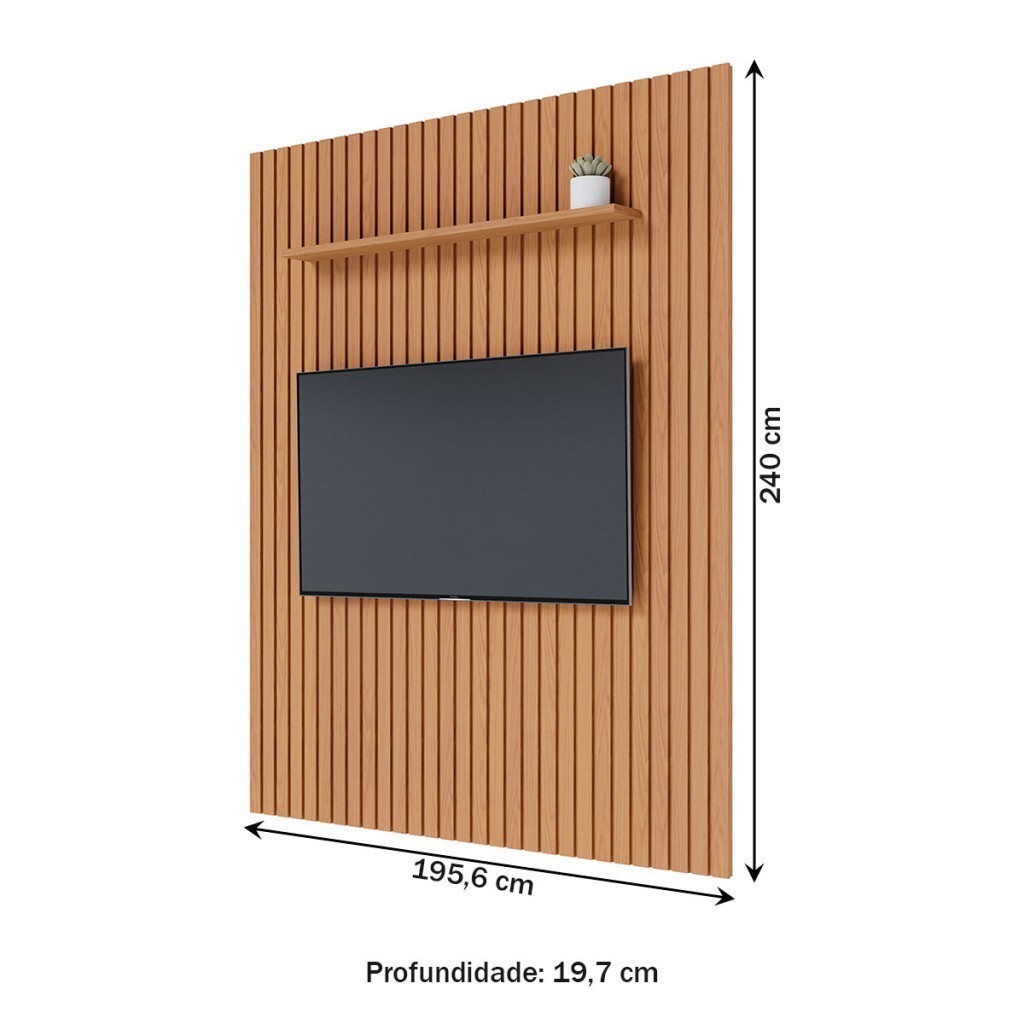 Detalhes do Painel para TV Até 82 Polegadas Niágara 1 Prateleira Ripado Freijó 5.053.a0 - Colibri