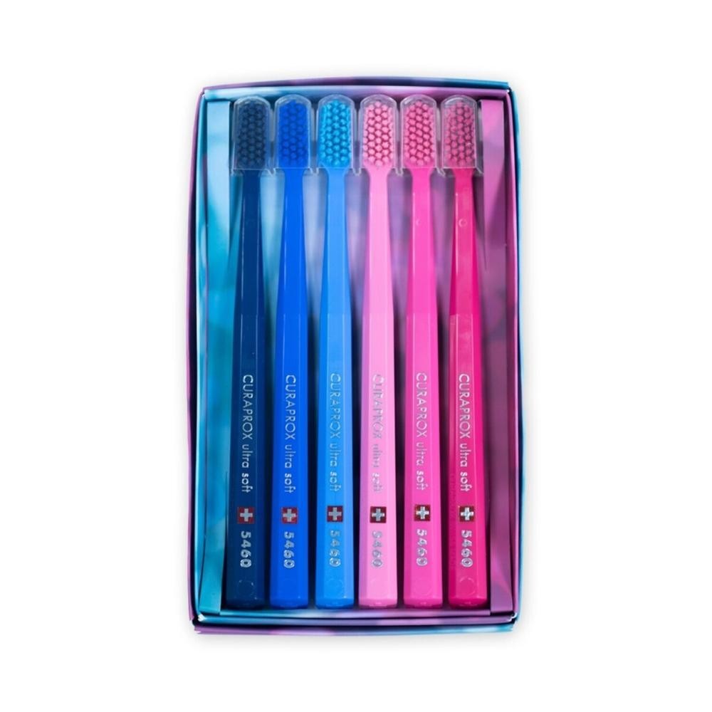 Kit Escova Dental Curaprox Pink and Blue Edition 5460 Ultrasoft 6 Unidades