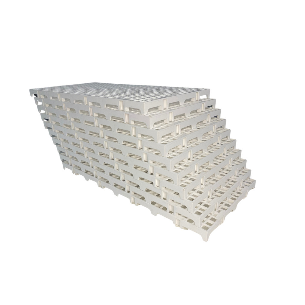 Kit 10 Peças Palete Estrado Pallet Deck Tapete Piso Plástico Preto 2,5x25x50 Cm