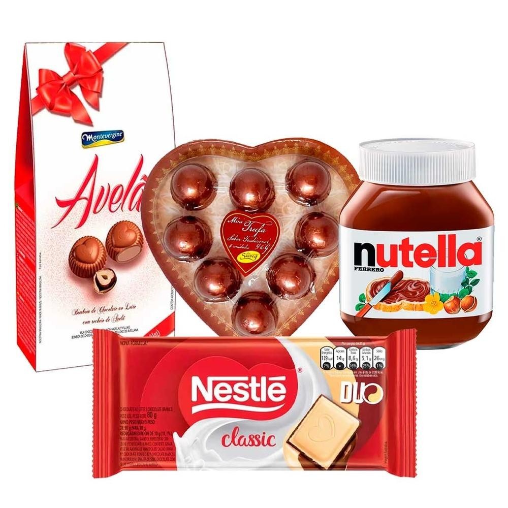 Kit Chocolate Namorados 3 - Nutella + Bombom + Trufa + Tablete