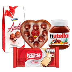 Kit Chocolate Namorados 3 - Nutella + Bombom + Trufa + Tablete
